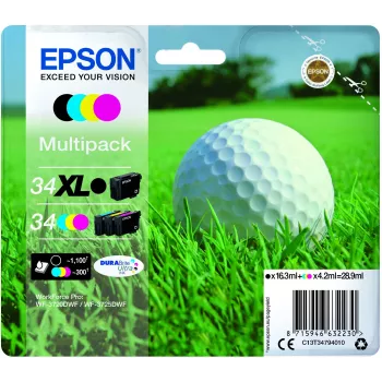 Epson Golf ball C13T34794010 tintes kasetne 1 gab. Oriģināla Augsta (XL) ietilpība Melna, Ciāna, Fuksīna, Dzeltena