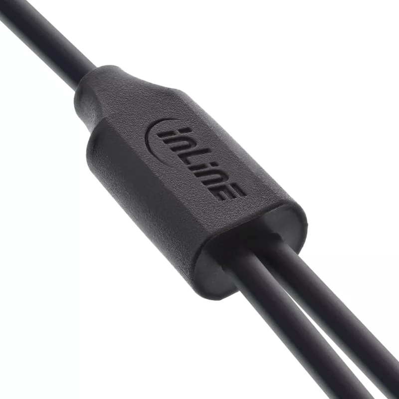 InLine USB 2in1 Y lādēšanas kabelis, 1x USB-A vīrietis uz 2x USB-C vīrietis, melns 0.5m
