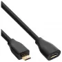InLine Micro-USB 2.0 pagarinātāja kabelis, Micro-B vīr./sie., melns/zelts, 5 m