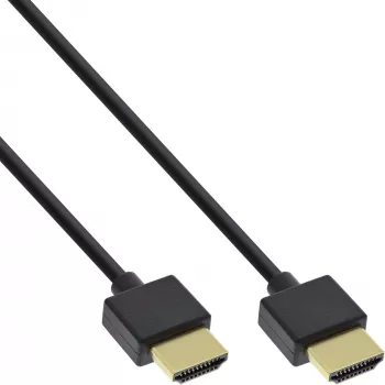 InLine High Speed HDMI kabelis ar Ethernet, AM/AM, super plāns, melns/zelts, 0,5m