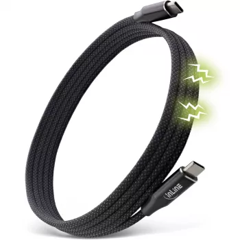 InLine Magnetic USB-C kabelis, USB-C vīr./vīr., 100 W, melns, 1 m