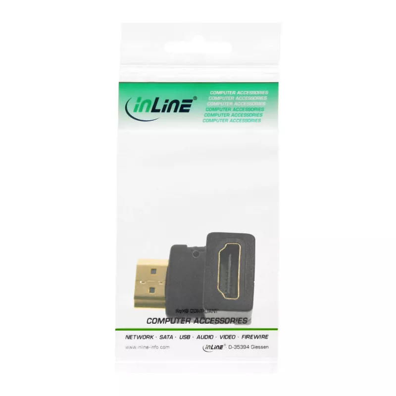 InLine HDMI adapteris, vīrišķais / sievišķais, lejupvērsts leņķa, zeltīti kontakti, 4K2K