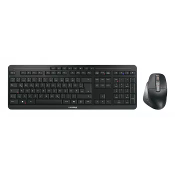 CHERRY Stream galddatoru komplekts, vadu un bezvadu, USB + RF bezvadu + Bluetooth, Šķērveida taustiņu mehānisms, QWERTZ, LED, Melns