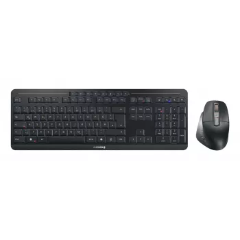 CHERRY Stream galddatoru komplekts, vadu un bezvadu, USB + RF bezvadu + Bluetooth, Šķērveida taustiņu mehānisms, QWERTZ, LED, Melns