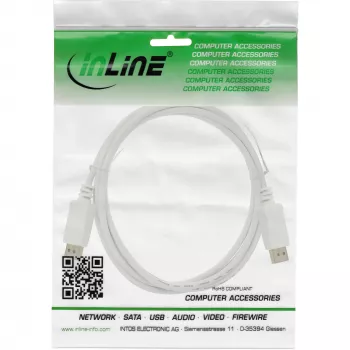 DisplayPort kabelis InLine 17255W, 0,5 m, DisplayPort–DisplayPort, balts