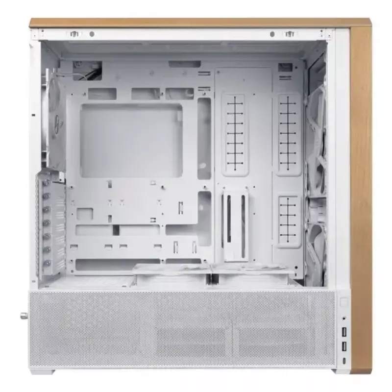 PC korpuss Lian Li Lancool 217 Midi Tower — Balta & Koks, atbalsta ATX/EATX/Micro-ITX, 2x120mm priekšā, 1x140mm aizmugurē, 1×3.5 collas + 8×2.5 collas