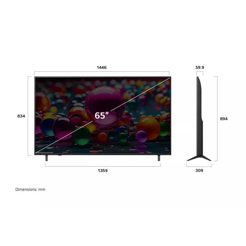 LG 65UA74003LB TV 165.1 cm (65 collas) 4K Ultra HD viedais televizors Wi-Fi melns