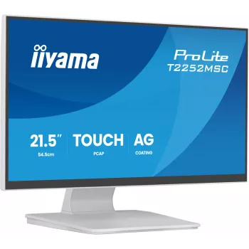 Monitors IIYAMA ProLite T2252MSC-W2AG 21,4 collu (54,5 cm) Full HD 1920x1080 LCD skārienjūtīgs ekrāns, 5 ms, USB 3.2 centrmezgls, skaļruņi, VESA, balts