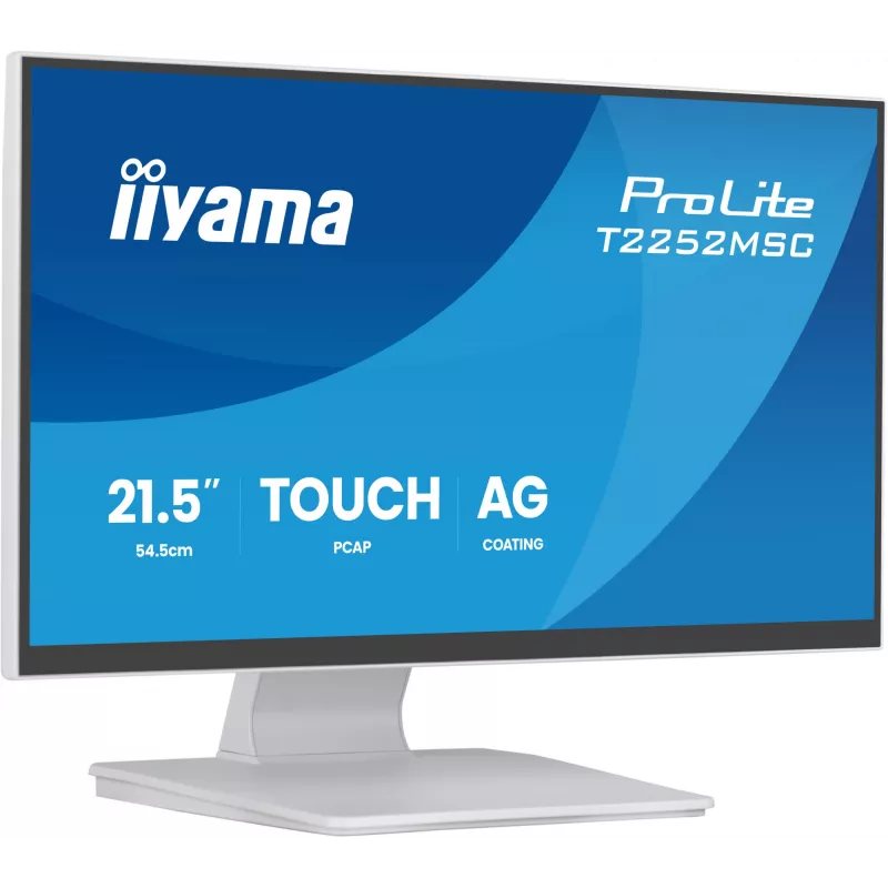 Monitors IIYAMA ProLite T2252MSC-W2AG 21,4 collu (54,5 cm) Full HD 1920x1080 LCD skārienjūtīgs ekrāns, 5 ms, USB 3.2 centrmezgls, skaļruņi, VESA, balts