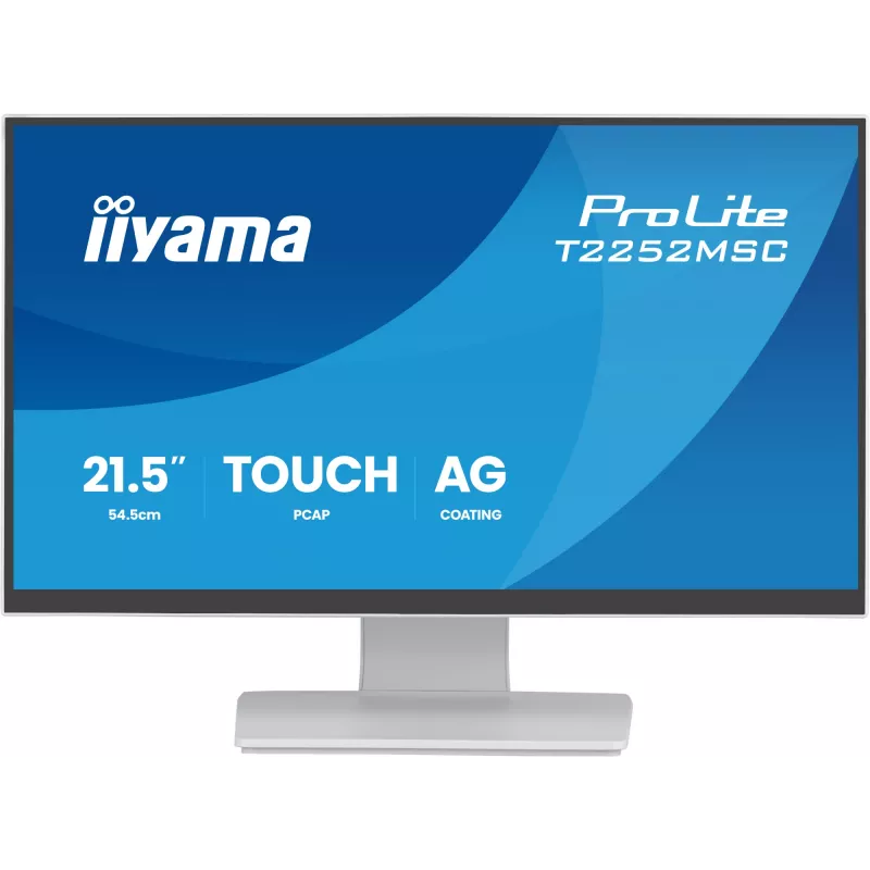 Monitors IIYAMA ProLite T2252MSC-W2AG 21,4 collu (54,5 cm) Full HD 1920x1080 LCD skārienjūtīgs ekrāns, 5 ms, USB 3.2 centrmezgls, skaļruņi, VESA, balts