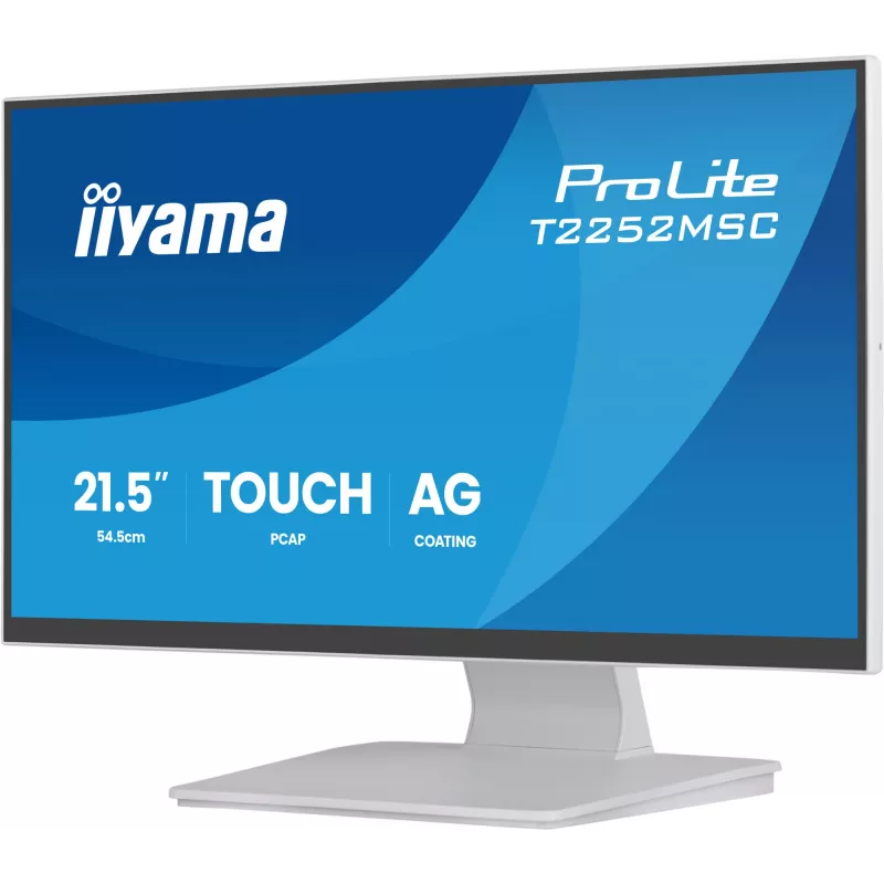 Monitors IIYAMA ProLite T2252MSC-W2AG 21,4 collu (54,5 cm) Full HD 1920x1080 LCD skārienjūtīgs ekrāns, 5 ms, USB 3.2 centrmezgls, skaļruņi, VESA, balts