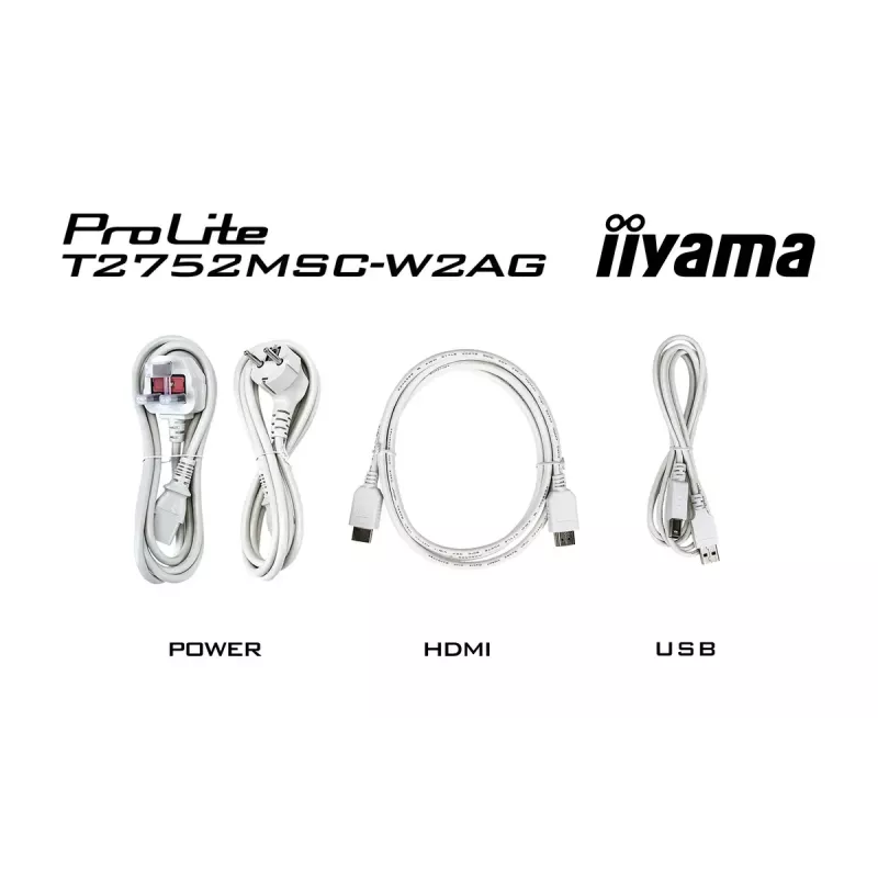 27 collu IIYAMA ProLite T2752MSC-W1AG skārienjūtīgs LCD monitors 1920 x 1080 Full HD balts, 5 ms, USB 3.2 Gen1, skaļruņi, VESA
