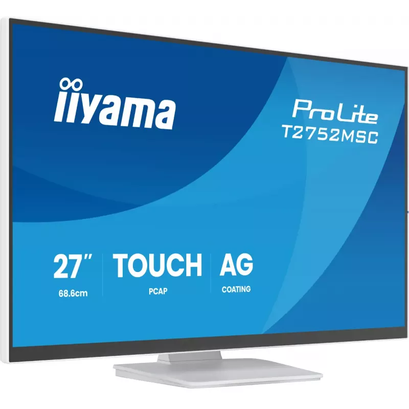 27 collu IIYAMA ProLite T2752MSC-W1AG skārienjūtīgs LCD monitors 1920 x 1080 Full HD balts, 5 ms, USB 3.2 Gen1, skaļruņi, VESA