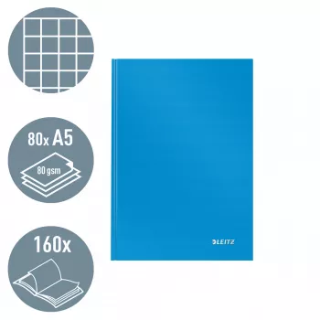 Leitz Piezīmju grāmatiņa Cietais vāks A5 Rūtiņas 90 grami 80 lapas, Vienkrāsains, Zila, A5, 80 lapas, Glancēts, 80 g/m²