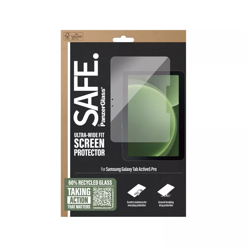 PanzerGlass SAFE. by ® ekrāna aizsargs Samsung Galaxy Tab Active5 Pro | Īpaši plata pieguluma