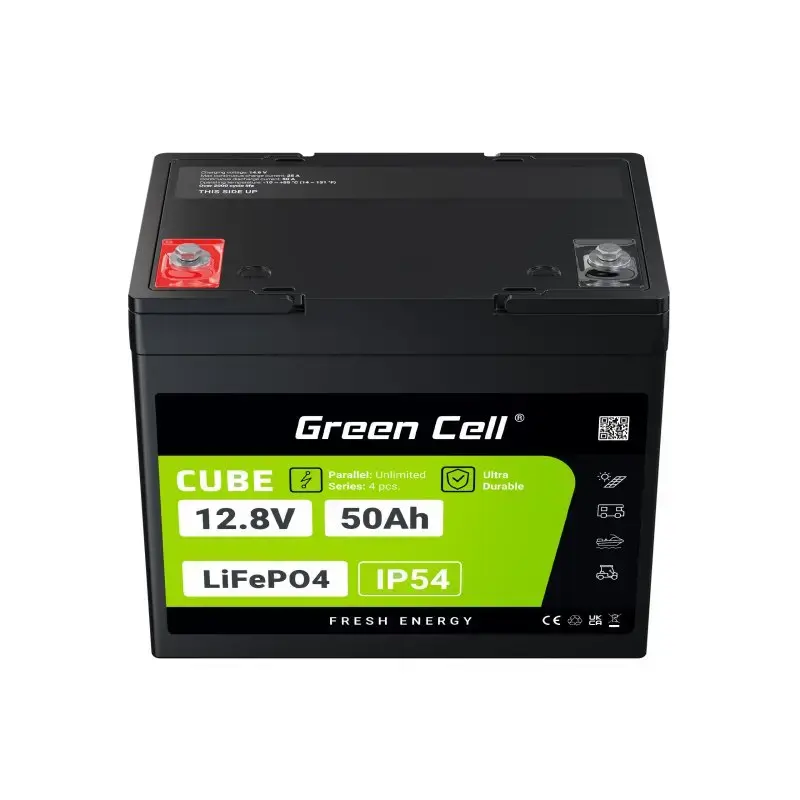 UPS baterija zaļa Cell LFPGC12V50AH litija dzelzs fosfāts 12V 50Ah 640Wh, 75A izlāde