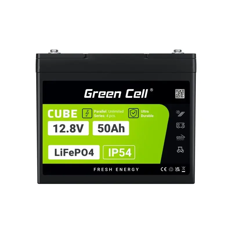 UPS baterija zaļa Cell LFPGC12V50AH litija dzelzs fosfāts 12V 50Ah 640Wh, 75A izlāde