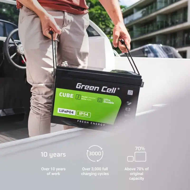 UPS baterija zaļa Cell LFPGC12V50AH litija dzelzs fosfāts 12V 50Ah 640Wh, 75A izlāde