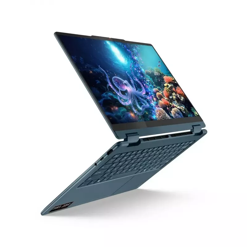 2-in-1 klēpjdators Lenovo Yoga 7 14 collu OLED skārienjūtīgs, Ryzen AI 5 340, 16 GB LPDDR5, 512 GB SSD, Radeon 840M, 70 Wh, Tidal Teal
