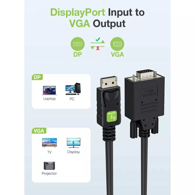Techly Monitor DisplayPort uz VGA kabelis 1,8 m ICOC DSP-V-018
