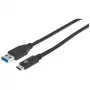 Manhattan USB-C uz USB-A kabelis, 1 m, vīrietis–vīrietis, 10 Gb/s (USB 3.2 Gen2, pazīstams arī kā USB 3.1), 3 A (ātra uzlāde), SuperSpeed+ USB, melns, mūža garantija, līdzvērtīgs USB31AC1M