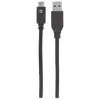 Manhattan USB-C uz USB-A kabelis, 1 m, vīrietis–vīrietis, 10 Gb/s (USB 3.2 Gen2, pazīstams arī kā USB 3.1), 3 A (ātra uzlāde), SuperSpeed+ USB, melns, mūža garantija, līdzvērtīgs USB31AC1M