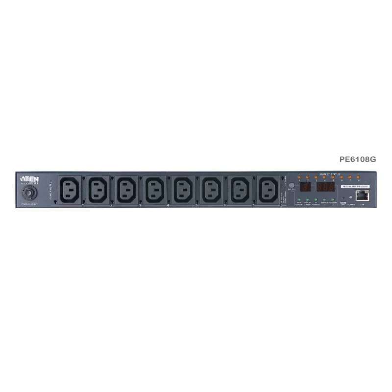 ATEN 1U 10A 8 ligzdu komutējamu banku mērītais PDU + bezmaksas Eco PDU pārvaldnieka programmatūra