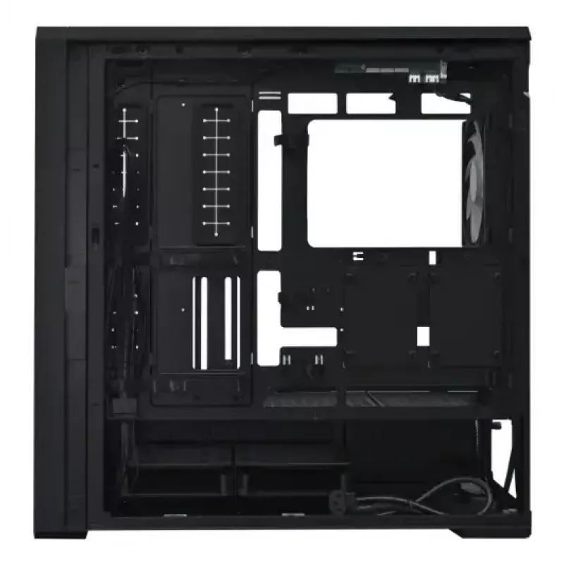 PC korpuss Lian Li Lancool 217 INF Midi Tower — Melns, EATX/ATX/Micro‑ATX/Mini‑ITX atbalsts, 2x120 mm priekšā, 1x140 mm aizmugurē, 1×3,5 collu + 8×2,5 collu, rūdīts stikls