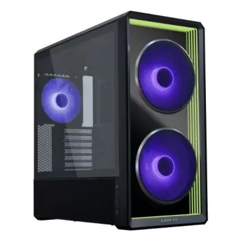 PC korpuss Lian Li Lancool 217 INF Midi Tower — Melns, EATX/ATX/Micro‑ATX/Mini‑ITX atbalsts, 2x120 mm priekšā, 1x140 mm aizmugurē, 1×3,5 collu + 8×2,5 collu, rūdīts stikls