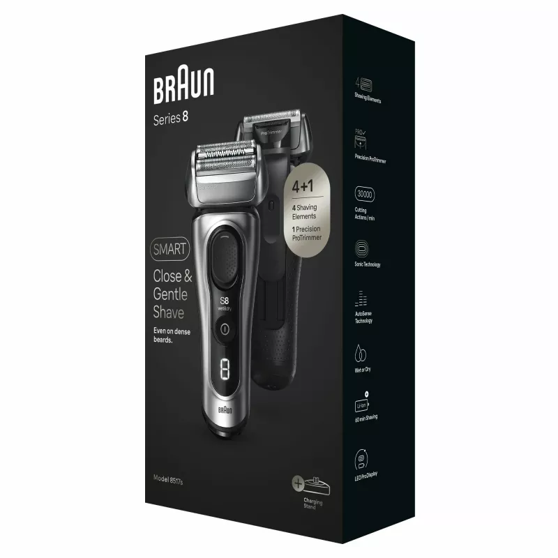 Braun Series 8 8517s elektriskais skuveklis - mitrai un sausai skūšanai, sudraba