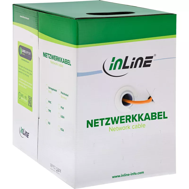 InLine Solid Installation kabelis 250MHz S/STP Cat.6 CU AWG23 bezhalogēna 100m
