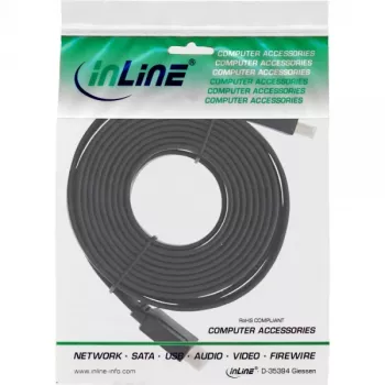 InLine HDMI plakanais kabelis, ātrgaitas kabelis ar Ethernet, apzeltītiem kontaktiem, melns, 5 m