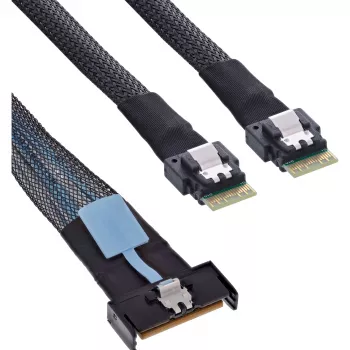 Serial Attached SCSI (SAS) kabelis InLine 27663C 1 m, 32 Gbit/s, MCIO x8 uz 2×4i SFF-8654