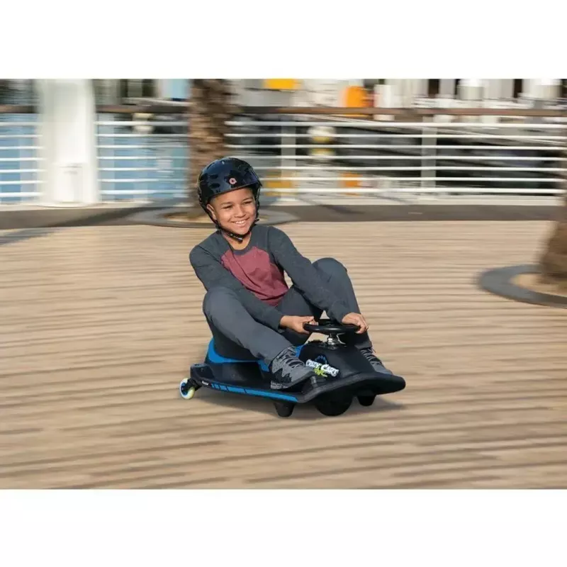 Elektriskais drifta kartings Razor Crazy Cart Shift — zils, 90 W motors, 12 V baterija, līdz 13 km/h, maksimālā lietotāja masa 54 kg