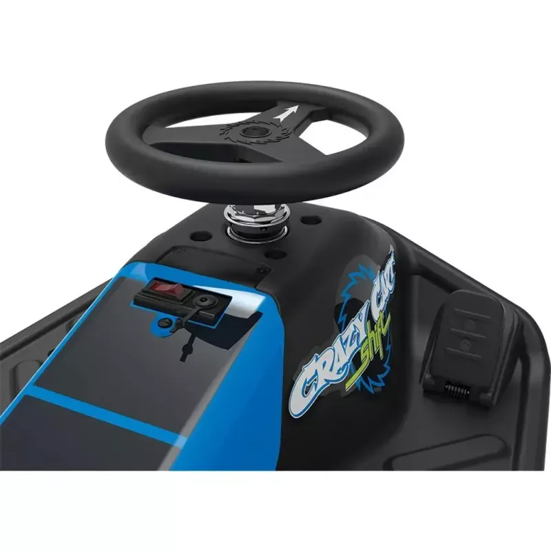 Elektriskais drifta kartings Razor Crazy Cart Shift — zils, 90 W motors, 12 V baterija, līdz 13 km/h, maksimālā lietotāja masa 54 kg