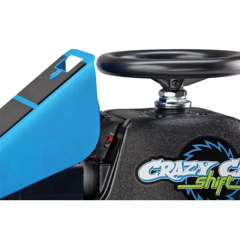 Elektriskais drifta kartings Razor Crazy Cart Shift — zils, 90 W motors, 12 V baterija, līdz 13 km/h, maksimālā lietotāja masa 54 kg