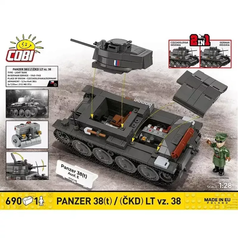 Cobi Blocks Panzer 38 VZ.38 690 elementi – konstruktors