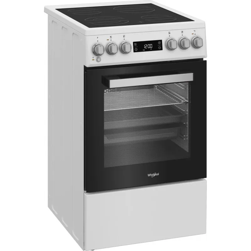 Whirlpool W5V5LCW brīvi stāvoša plīts Elektriskā Keramiskā plīts virsma Melna, Balta