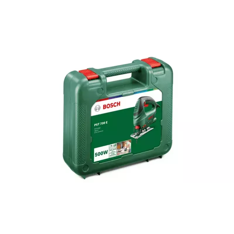 Finierzāģis Bosch PST 700 E, augšējais rokturis, 500 W, 3100 gāj./min, 70 mm griezums kokā, 45° slīpums