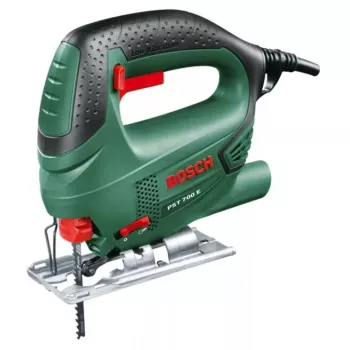Finierzāģis Bosch PST 700 E, augšējais rokturis, 500 W, 3100 gāj./min, 70 mm griezums kokā, 45° slīpums