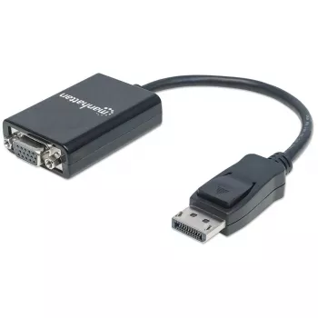 Manhattan DisplayPort–VGA HD15 pārveidotāja kabelis, 15 cm, vīrišķais–sievišķajam, aktīvs, DP ar fiksatoru, melns, mūža garantija, līdzvērtīgs DP2VGA2.