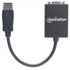 Manhattan DisplayPort–VGA HD15 pārveidotāja kabelis, 15 cm, vīrišķais–sievišķajam, aktīvs, DP ar fiksatoru, melns, mūža garantija, līdzvērtīgs DP2VGA2.