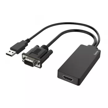 Hama 00200342 video kabeļa adapteris 0,15 m USB Type-A + VGA (D-Sub) HDMI Melns