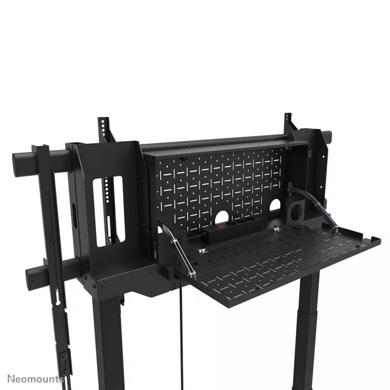 TV ratiņi Neomounts FL55-975BL1 motorizēti 75–115 collu ekrāniem, tērauds, melns, maks. 160 kg, augstums 2154 mm