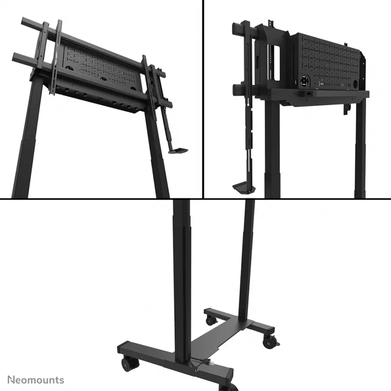 TV ratiņi Neomounts FL55-975BL1 motorizēti 75–115 collu ekrāniem, tērauds, melns, maks. 160 kg, augstums 2154 mm