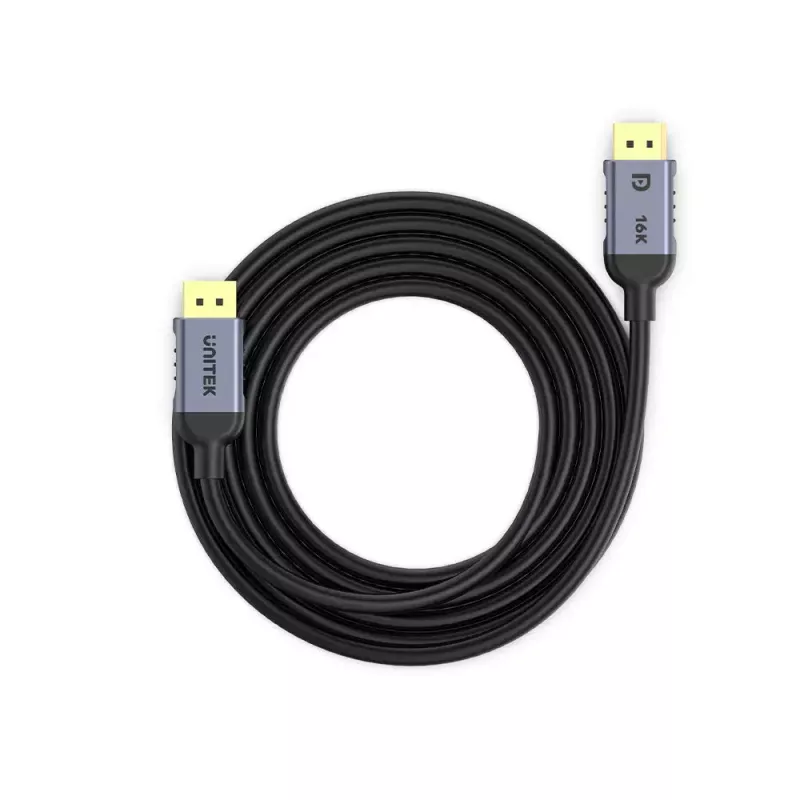 DisplayPort kabelis Unitek C1626GY01-3M 3 m, DisplayPort 2.1 vīr.–vīr., 80 Gbit/s, HDR, HDCP 2.2, zeltīti kontakti