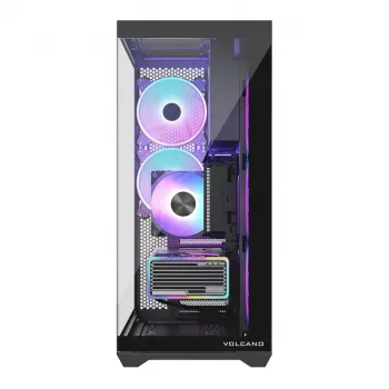 Pilna torņa datora korpuss MODECOM Volcano SPACE XL ARGB — Full Tower, E-ATX atbalsts, rūdīts stikls, ARGB, līdz 440 mm GPU