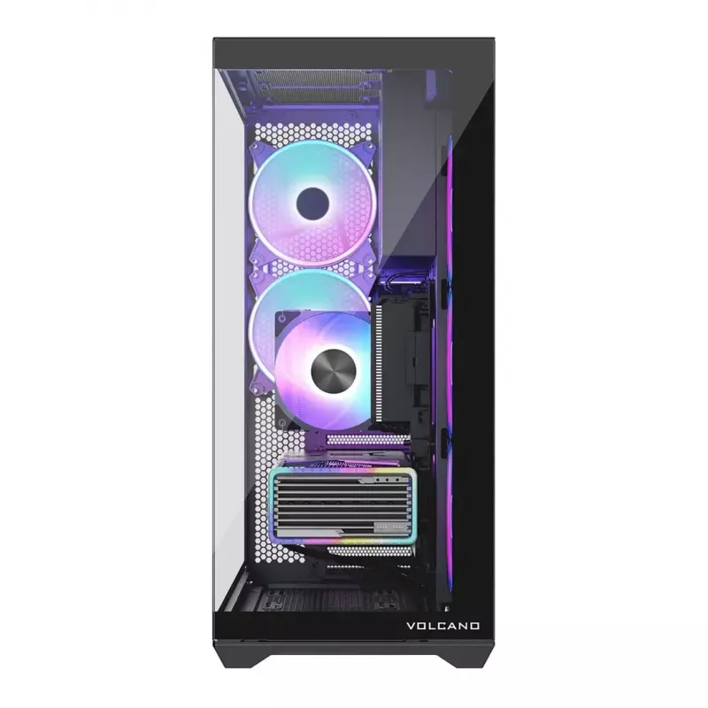 Pilna torņa datora korpuss MODECOM Volcano SPACE XL ARGB — Full Tower, E-ATX atbalsts, rūdīts stikls, ARGB, līdz 440 mm GPU