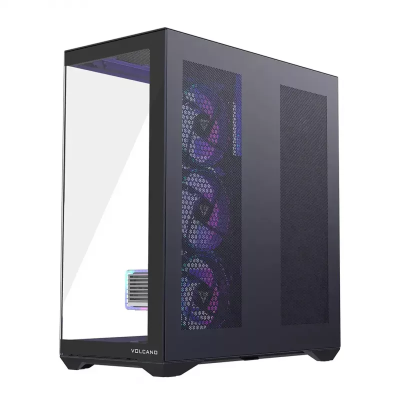 Pilna torņa datora korpuss MODECOM Volcano SPACE XL ARGB — Full Tower, E-ATX atbalsts, rūdīts stikls, ARGB, līdz 440 mm GPU