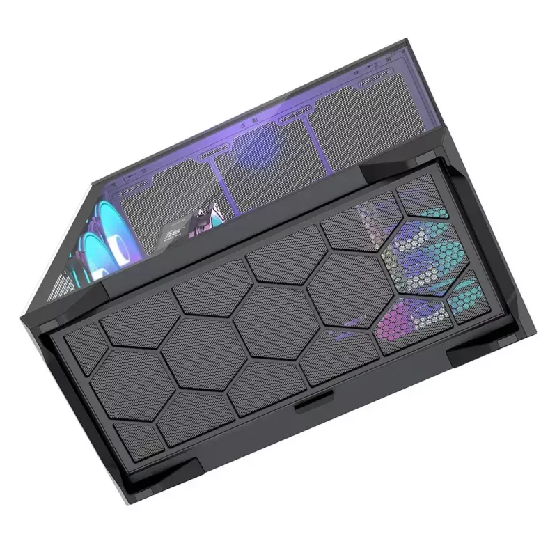 Pilna torņa datora korpuss MODECOM Volcano SPACE XL ARGB — Full Tower, E-ATX atbalsts, rūdīts stikls, ARGB, līdz 440 mm GPU